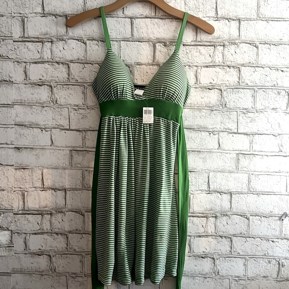 NWT Y2K Wet Seal Green Striped Adjustable Strap Lightweight Dress Size Small